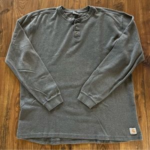 Men’s XLT Carhartt Thick long sleeve 3 button work shirt gray xl tall